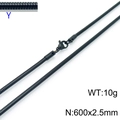 Black stainless steel snake chain necklace 2.5mm width 600mm length with lobster clasp - Black 2.5mmx600mm(KN203770-Z)