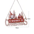 Targa Merry Christmas in legno con Babbo Natale e auto rossa, 18cm finitura naturale - Stile 3 (Christmas Auto Rossa)