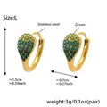 Detail of gold-plated drop earrings with gradient green zircon pave settings - Green (Large)