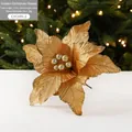 26cm goldene künstliche Weihnachtsblume mit Glitzerrand für festliche DIY Dekoration - Gold
