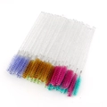 Disposable glitter handle eyelash brushes in mixed colors for lash grooming - Crystal Handle Mixed Colors (50Pcs/Pack)