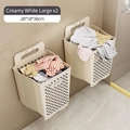 Pack de 2 cestos para ropa plegables de pared blanco crema con diseño calado - Blanco Crema Grande (Set de 2)