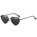 Classic heart-shaped sunglasses with black metal frame and polarized dark grey lenses - Black Frame Black Gray Lens C1