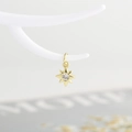 Macro view of gold North Star pendant with white zircon on a white branch stand - Gold with Clear Zirconia
