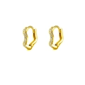 Eleganti orecchini a cerchio ondulati dorati con zirconi bianchi e chiusura a scatto - 8mm / 8mm Zircone Oro