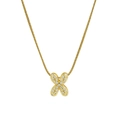 18k gold plated brass X-shape letter pendant necklace with sparkling zircons on snake chain - Necklace X / Gold