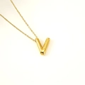 Collier en acier inoxydable plaqué or 18 carats avec pendentif lettre V bulle 3D - Lettre V (S-P062-V)