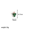 Detail view of a green cactus pendant with pink flower showing size 14.7mm and 1.8g weight - Green Cactus (TP033)