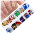 12-color nail art foil flakes set in gold and silver for DIY manicure decoration - 12 Grids Foil Set 06 (Multicolor Mix 03)