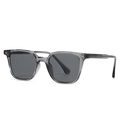 Modern square sunglasses in translucent smoky gray with silver rivet accents - Translucent Grey Frame Grey Lens