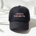 Casquette de baseball noire classique avec broderie MANANA colorée et fleurs - Noir