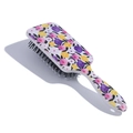 Square plastic hairbrush with floral pattern and air cushion massage bristles - Multicolor Flower