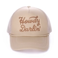 Cappello trucker vintage crema con ricamo Howdy Darlin e rete traspirante sul retro - Taglia unica / Cachi
