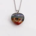Multicolor heart stone pendant necklace with silver chain on a clean white background - 60cm Twist Chain / Silver Multicolor Heart