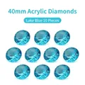 Set of 10 lake blue 40mm acrylic crystal diamonds with faceted surface - 40mm (Lake Blue)