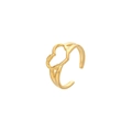 Detailansicht des goldenen verstellbaren Rings mit filigranem hohlem Herz-Design - Gold Hohl Herz