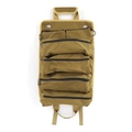 Detail of khaki heavy-duty canvas roll-up tool bag with multiple zippered storage pockets - Khaki