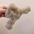 Elegant beige organza pleated shark hair claw clip for a sophisticated updo hair style - Milk Coffee