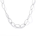 Polished silver Mobius ring necklace with textured oval links in a minimalist style - Hollow Oval / Silver