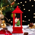 Rote Weihnachtslaterne mit Weihnachtsmann und Baum für festliche Schreibtischdeko - Weihnachtskristalllicht-Serie / 003-2 Weihnachtsmann auf Baum