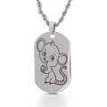 Silberner Edelstahl-Militär-Anhänger mit Maus-Gravur und gedrehter Kette - Kleine Ratte (KP81715-Z)