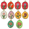 Pendentifs fleurs en émail doré avec tulipes et roses pour la création de bijoux DIY - Mélanger 10 Gouttes De Peinture À L'huile Style Série De Fleurs - 10 Styles Chacun 1-196 G-sn1131