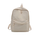 Minimalist cream-colored lightweight nylon backpack with large capacity for students - White