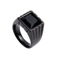 Men's black titanium steel ring with a square-cut black gemstone and metallic finish - US 10 / Black Base Black Gemstone