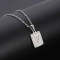 Silver square shell pendant necklace with letter F on a stainless steel chain - Silver Letter F