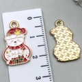 Christmas snowman alloy charm with colorful oil drip finish and gold plated back - Red XMAS Snowman (22x14mm)