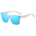Polarized sunglasses with white frame and light blue mirrored lenses for driving - One Size / White Frame/Ice Blue Mirror Lens