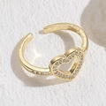 Verstellbarer goldener Herzring mit funkelnden Zirkonia-Steinen für Damen - Zirkon Herz 14K Gold