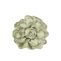 Detail of a handmade sage green satin rose with multi-layered delicate fabric petals - Ink Green