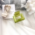 Translucent grass green hollow rectangular hair claw clip for elegant hair styling - New Green