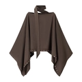 Bohemian loose brown batwing top with halter neck tie and silver rivet trim details - S / Coffee