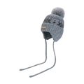 Grey knit trapper hat with pom-pom and snowflake pattern for winter warmth - Gray