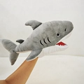 Gray and white shark plush hand puppet for interactive games and storytelling - Shark