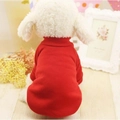 Winter puppy red knit sweater with high neck ribbed design for small dogs and cats - Solid Red Hoodie