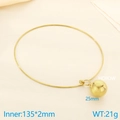 Gargantilla minimalista de acero dorado con un gran colgante de esfera hueca de 25 mm - Estilo de Colgante de Bola Hueca / Dorado (KN19016-Z)