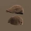 Berretto newsboy vintage in camoscio marrone scuro con classica struttura a sei pannelli retrò - Regolabile (55-58cm) / Marrone chiaro