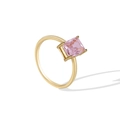 Minimalist gold ring featuring a square-cut pink zircon in a classic four-prong setting - US 5 / Gold Pink Square Zirconia Ring