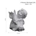 Mini 6cm contemplative cherub angel resin statue in matte white finish home decor - Thinking Little Angel (Left)