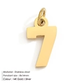 14K gold plated stainless steel number 7 pendant charm for DIY jewelry, size 8x14mm - Number 7