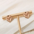 Pendientes de botón minimalistas con forma de corazón en color oro rosa - Pendientes de Botón de Corazón Oro Rosa (KE111052-KFC)