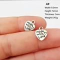 Pendentif coeur argenté avec gravure 'made with love' pour création de bijoux DIY - Style 4 Cœur Made with Love