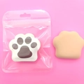 Piumino per trucco Rubycell a forma di zampa di gatto, beige, spugna ultra morbida - Borsa Trasparente Zampa di Gatto Caffè