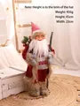 Standing Santa Claus figurine in red and grey outfit, 45cm height Christmas decoration - Red Style C 45cm