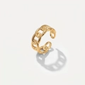 Adjustable 18k gold plated stainless steel hollow Cuban chain ring in vintage style - Gold Chain Style (JDR201683)