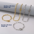 Set gioielli minimalista oro e argento con chiusura a levetta a cuore OT - Stile D con Chiusura a T / Bracciale Argento