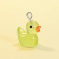 Cute light green luminous resin duck pendant with silver metal ring for DIY jewelry making - Luminous Emerald Green (Silver Pin)